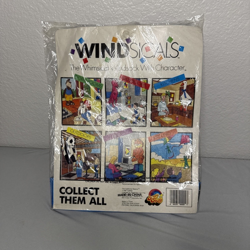 Vintage 80's California Raisins Windsock Spectra Star Kites Windsicals Brand New - Picture 2 of 5